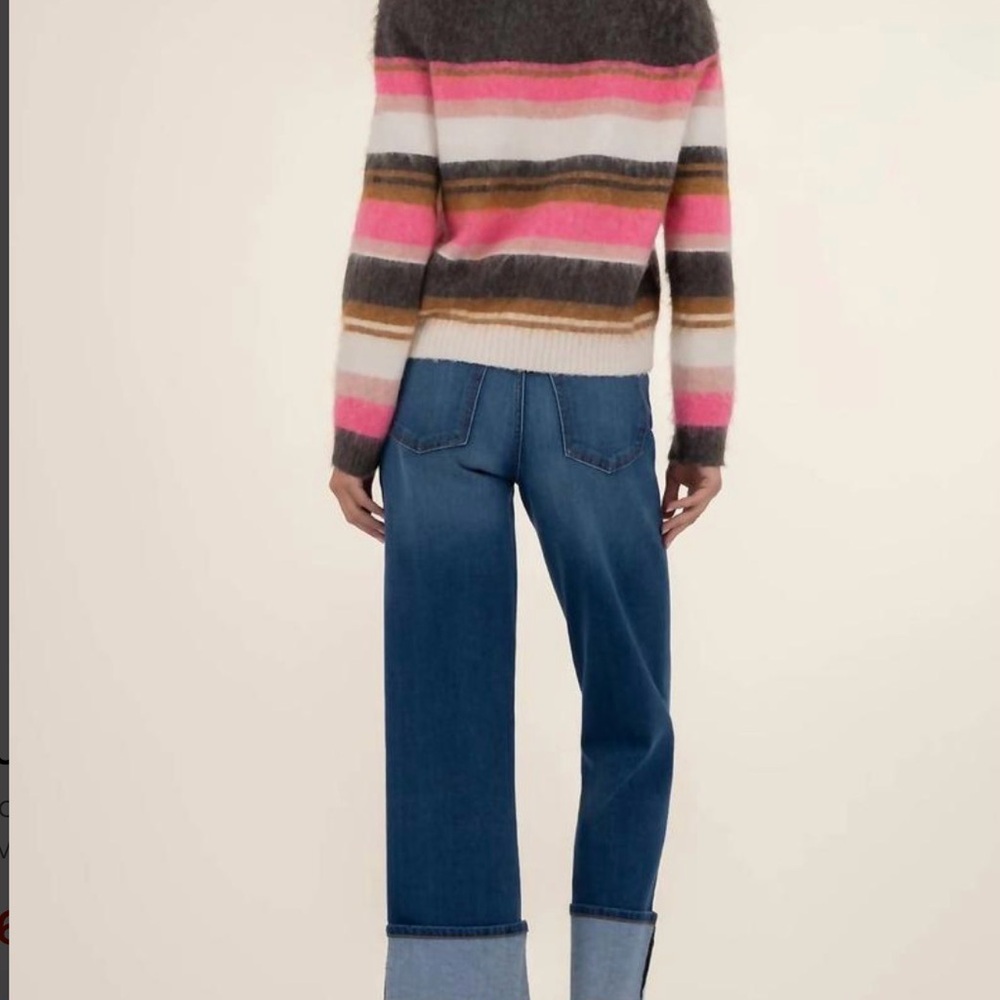 Kut From The Kloth Elvira Stripe Relaxed Knit Sweater Brown‎ Pink XS - Picture 4 of 8